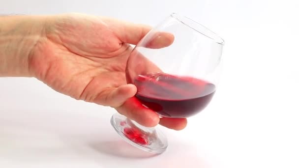 Delicate Highlights Patterns Surface Red Wine Glass — Stock Video