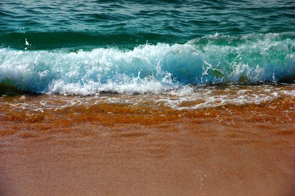 Plage Sable Fin Sur Côte Méditerranéenne Après Midi Été — Photo