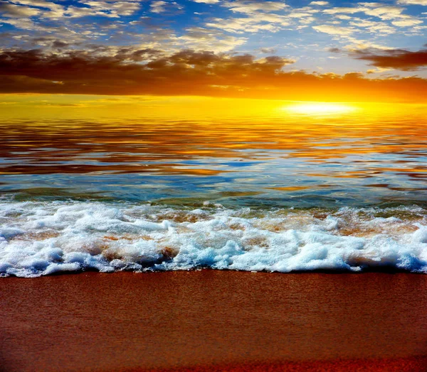 Beautiful Sandy Sea Beach Evening Sky — Stock Photo, Image