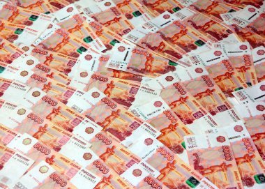 bir grup Ekonomi ve piyasa ile Rus beş bin ruble kambiyo