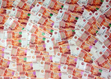 bir grup Ekonomi ve piyasa ile Rus beş bin ruble kambiyo