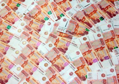 bir grup Ekonomi ve piyasa ile Rus beş bin ruble kambiyo