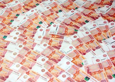 bir grup Ekonomi ve piyasa ile Rus beş bin ruble kambiyo