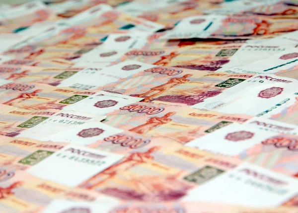 Bunch Russian Five Thousand Rubles Bills Part Economy Market — Stock Photo, Image