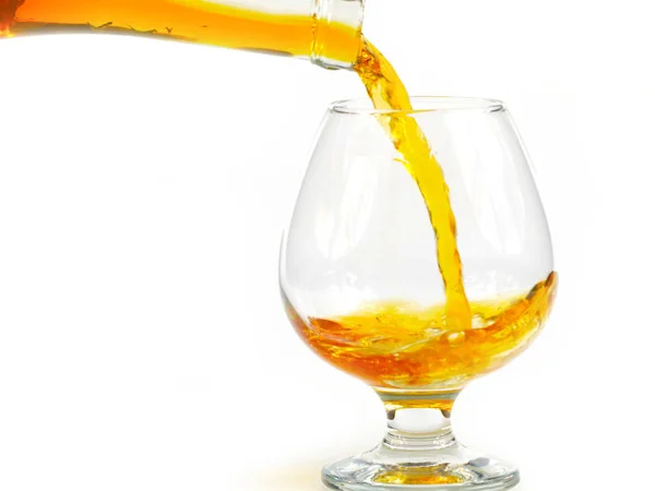 Strong Liquor Pouring Glass Creates Elegant Bursts — Stock Photo, Image