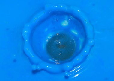 bir damla bir sıvı yüzeyde düşüyor sonra boya