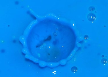 bir damla bir sıvı yüzeyde düşüyor sonra boya