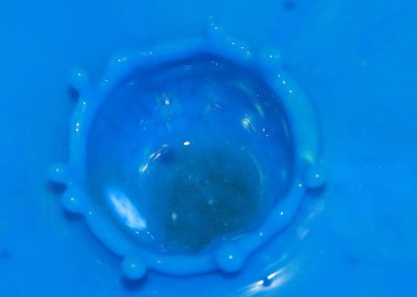 bir damla bir sıvı yüzeyde düşüyor sonra boya