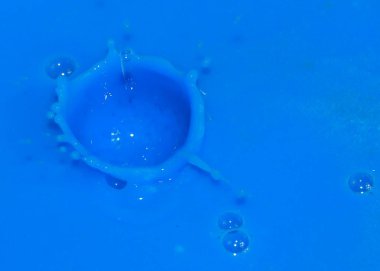 bir damla bir sıvı yüzeyde düşüyor sonra boya