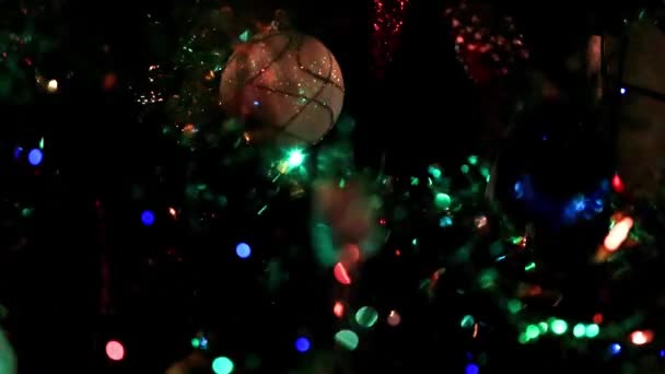 Multi Gekleurde Lichten Van Verlichting Nieuwe Spar Tree — Stockvideo