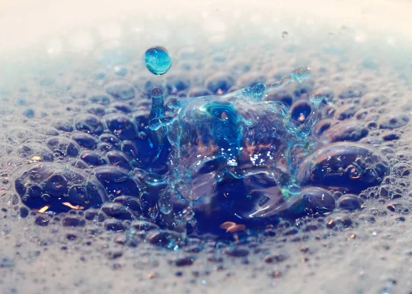 Splash Impact Drop Colored Liquid Surface Water — Stock Photo, Image