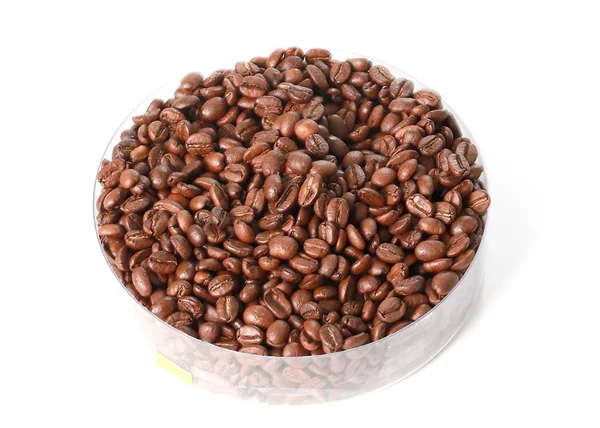 Roasted Coffee Beans Plastic Container — Stock Photo, Image