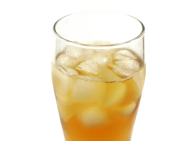 Bicchiere Con Cubetti Ghiaccio Una Bevanda Refrigerata — Foto Stock