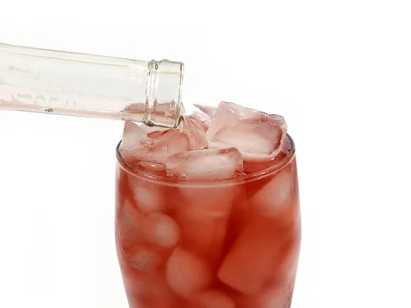 Pieces Ice Glass Natural Fruit Juice — Stock Photo, Image