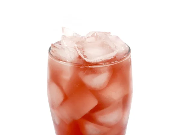 Pieces Ice Glass Natural Fruit Juice — Stock Photo, Image