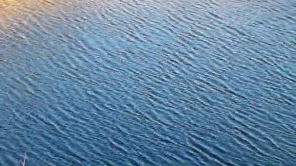 Kleine Golven Het Kalme Heldere Water Van Het Reservoir — Stockvideo
