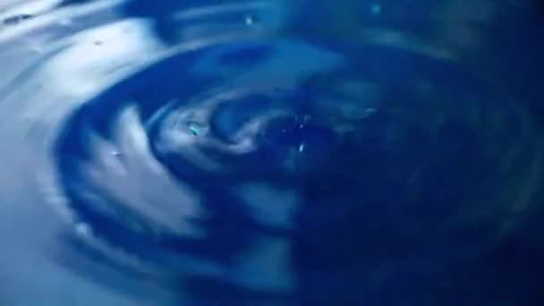 Circles Surface Liquid Hitting Drop Water — Stok video