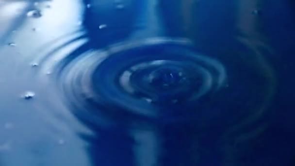 Kreise Auf Der Flüssigkeitsoberfläche Nach Dem Aufprall Auf Einen Wassertropfen — Stockvideo