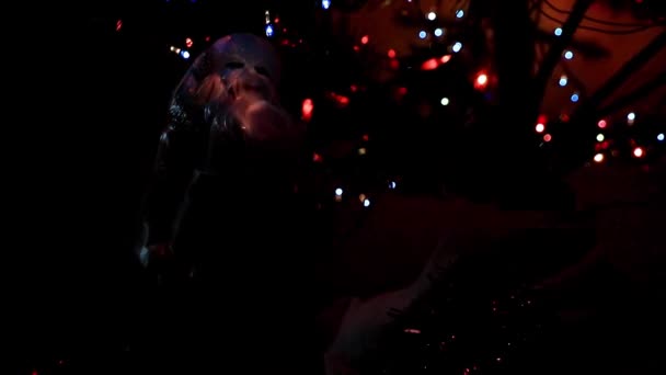 Aydınlatılmış Bir Noel Ağacının Dallarında Güzel Cam Oyuncaklar — Stok video