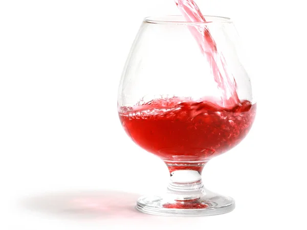 Process Pouring Red Wine Large Glass — Stock Photo, Image