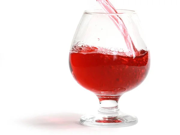 Process Pouring Red Wine Large Glass — Stock Photo, Image