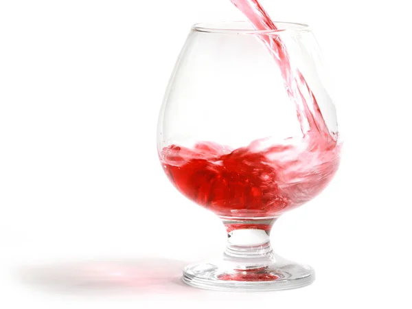 Processo Derramamento Vinho Tinto Copo Grande — Fotografia de Stock
