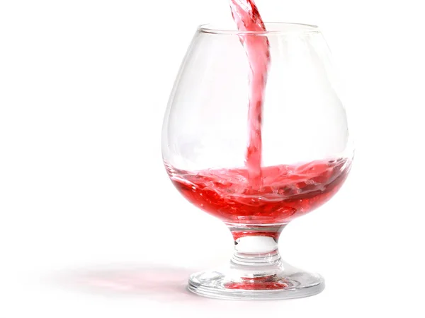 Process Pouring Red Wine Large Glass — Stock Photo, Image