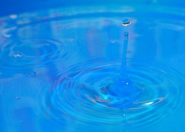 saf su bir damla net bir sıvı yüzeyine düşüyor