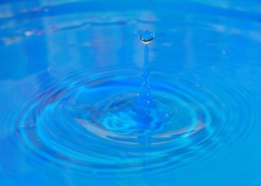 saf su bir damla net bir sıvı yüzeyine düşüyor