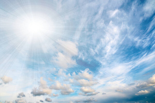 beautiful sunny blue summer sky with clouds