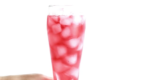 Chilled Fruit Drink Glass Ice — Stock Video