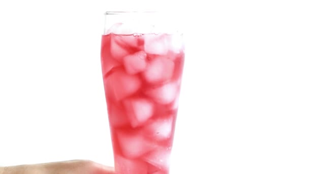Ποτό Κρύου Φρούτων Ποτήρι Πάγο — Αρχείο Βίντεο