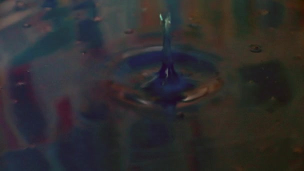 Drop Pure Water Falls Surface Liquid — Stock Video