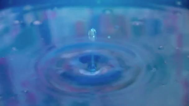 Крапля Чистої Води Падає Поверхню Рідини — стокове відео