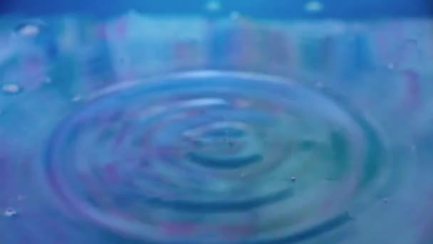 Een Druppel Zuiver Water Valt Het Oppervlak Van Vloeistof — Stockvideo