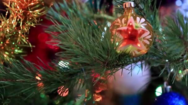 Éclairage Sapin Noël Jouets Verre — Video