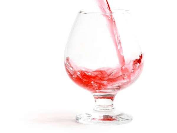 Salpicos Gotas Copo Enquanto Derramando Vinho Tinto — Fotografia de Stock