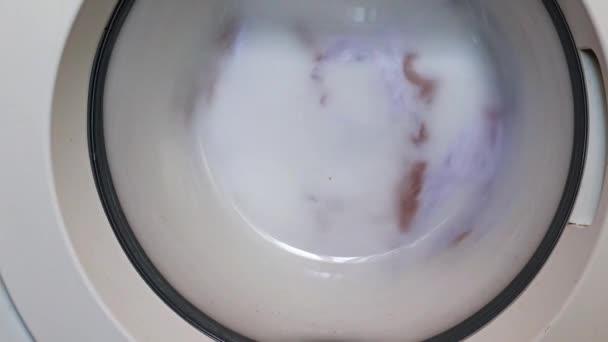 세탁기의 드럼에 깨끗한 신선한 — 비디오