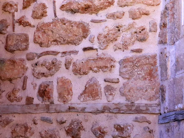 Стена Старого Города Кирпича Известняка Узорами — стоковое фото