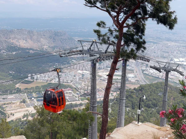 cabin cable road lift Tunek Tepe mountain in the suburbs of Antalya Turkey