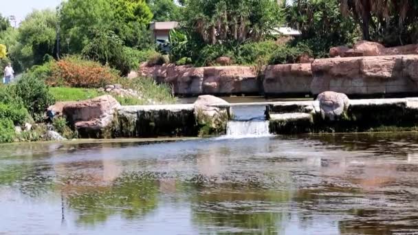 Parque Com Cachoeira Lower Duden Área Residencial Lara Cidade Antalya — Vídeo de Stock