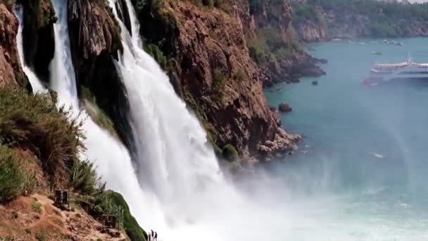 Torrencial Forte Fluxo Cachoeira Parque Baixa Duden Cidade Antalya Turquia — Vídeo de Stock