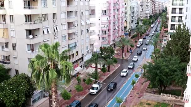 Házak Közlekedés Város Utcában Antalya Törökország — Stock videók