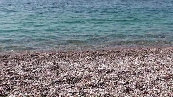 Průzračné Vodní Vlny Středozemního Moře Oblázková Pláž Turecka — Stock video