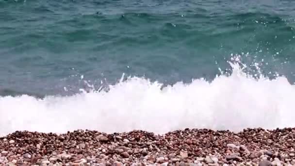 Mouvement Des Vagues Mer Méditerranée Plage Galets — Video