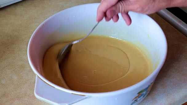 Processo Preparação Pastelaria Doce Para Cozimento Culinário — Vídeo de Stock