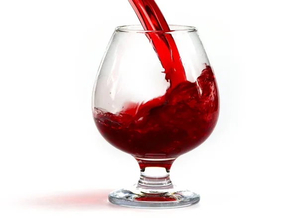 Strömung Und Tropfen Rotwein Beim Einschenken Ein Glas — Stockfoto