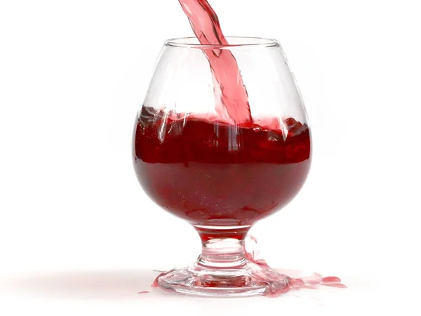 Flöde Och Droppar Rött Vin När Man Häller Ett Glas — Stockfoto