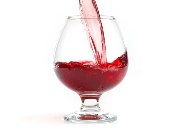 Strömung Und Tropfen Rotwein Beim Einschenken Ein Glas — Stockfoto