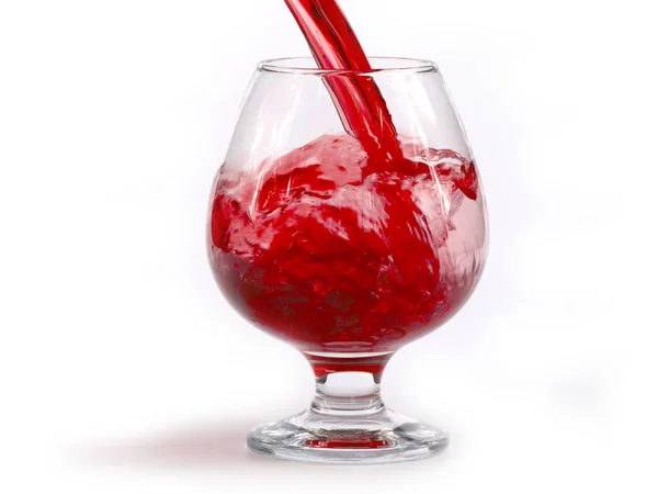 Flusso Gocce Vino Rosso Quando Versa Bicchiere — Foto Stock